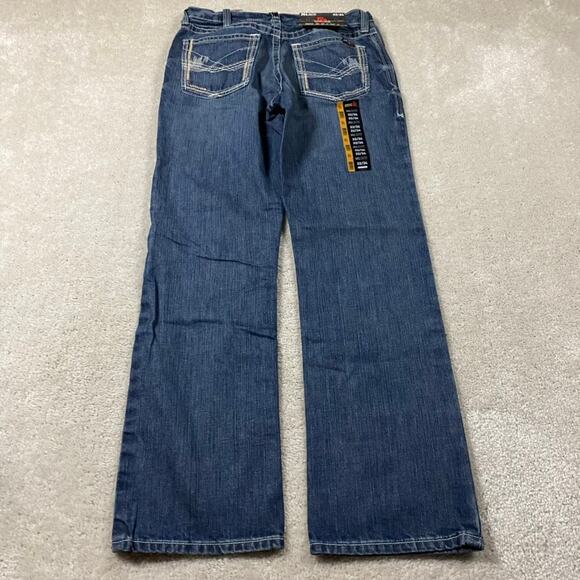Ariat FR Jeans Mens 32x34 Blue M4 Relaxed Bootcut Denim Workwear Glacier - Picture 1 of 5